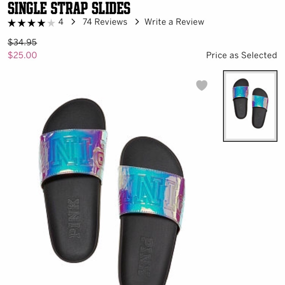 Pink Single strap slides. Size Medium (7/8).